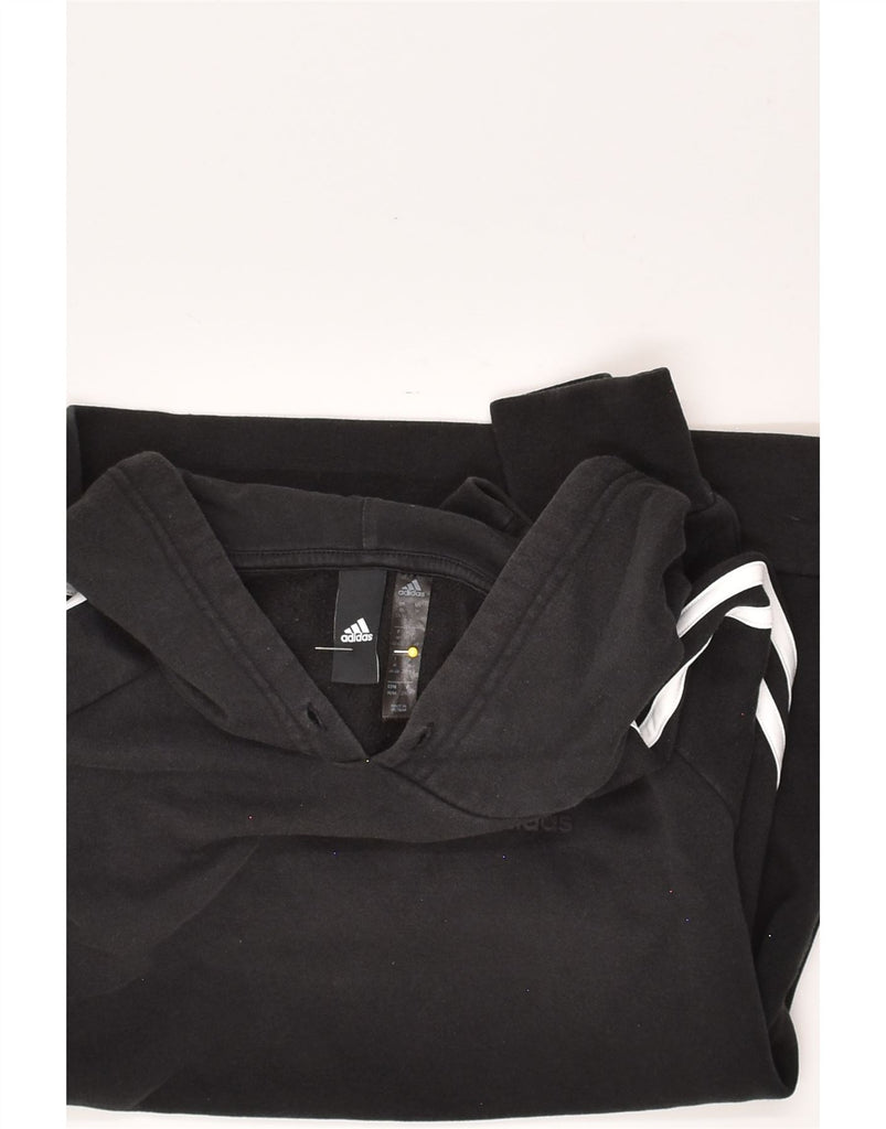 ADIDAS Womens Hoodie Jumper UK 12/14 Medium Black Cotton | Vintage Adidas | Thrift | Second-Hand Adidas | Used Clothing | Messina Hembry 