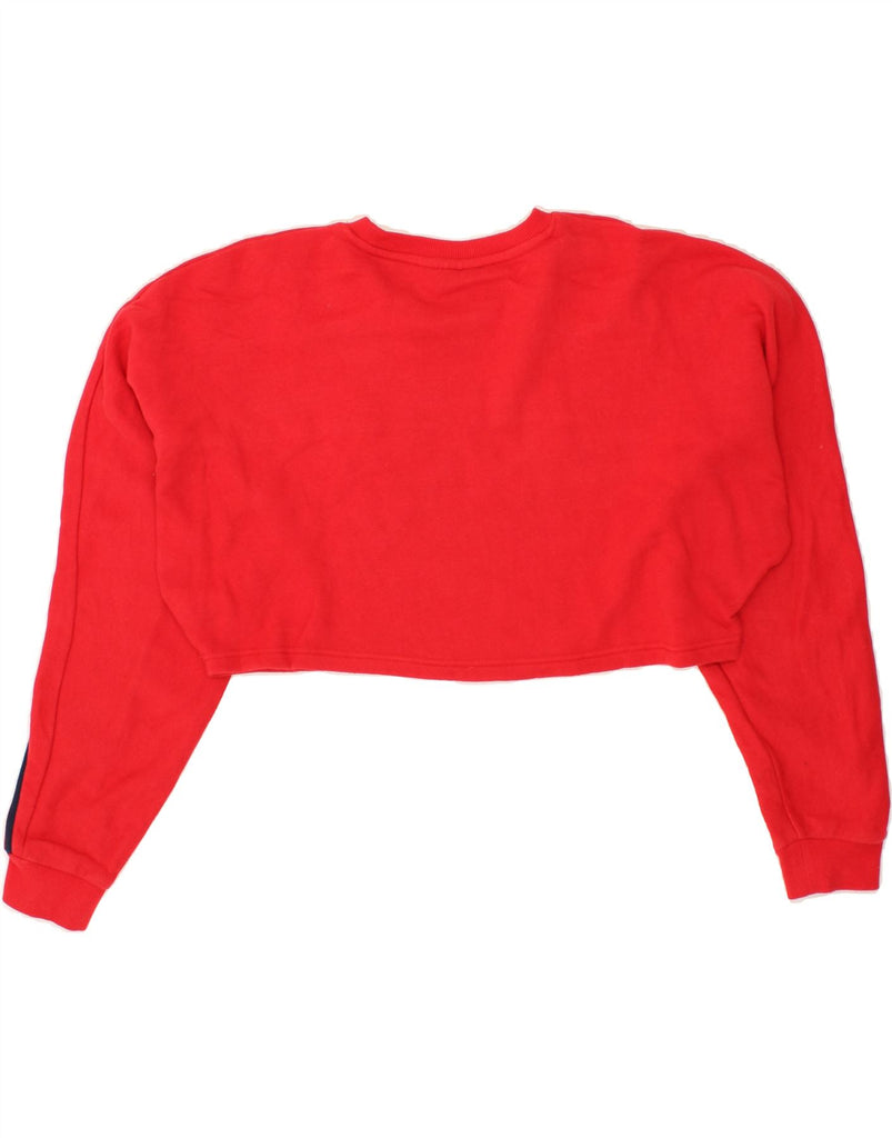 FILA Womens Crop Graphic Sweatshirt Jumper UK 14 Large Red Cotton | Vintage Fila | Thrift | Second-Hand Fila | Used Clothing | Messina Hembry 