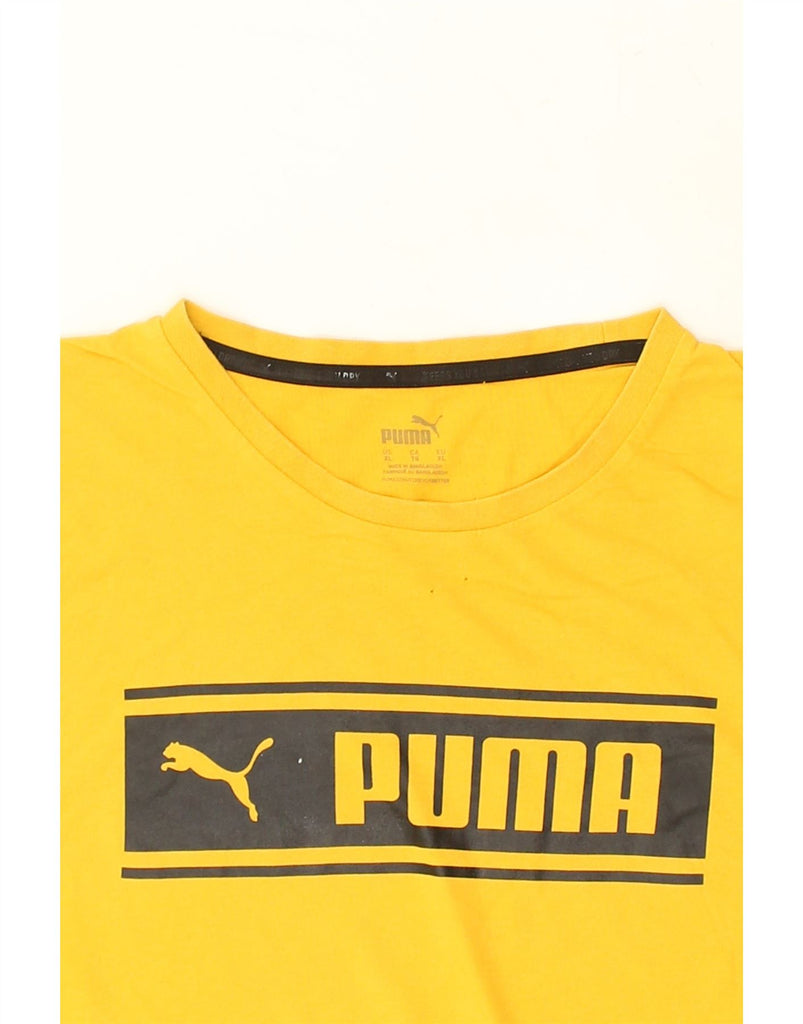 PUMA Mens Graphic T-Shirt Top XL Yellow | Vintage Puma | Thrift | Second-Hand Puma | Used Clothing | Messina Hembry 