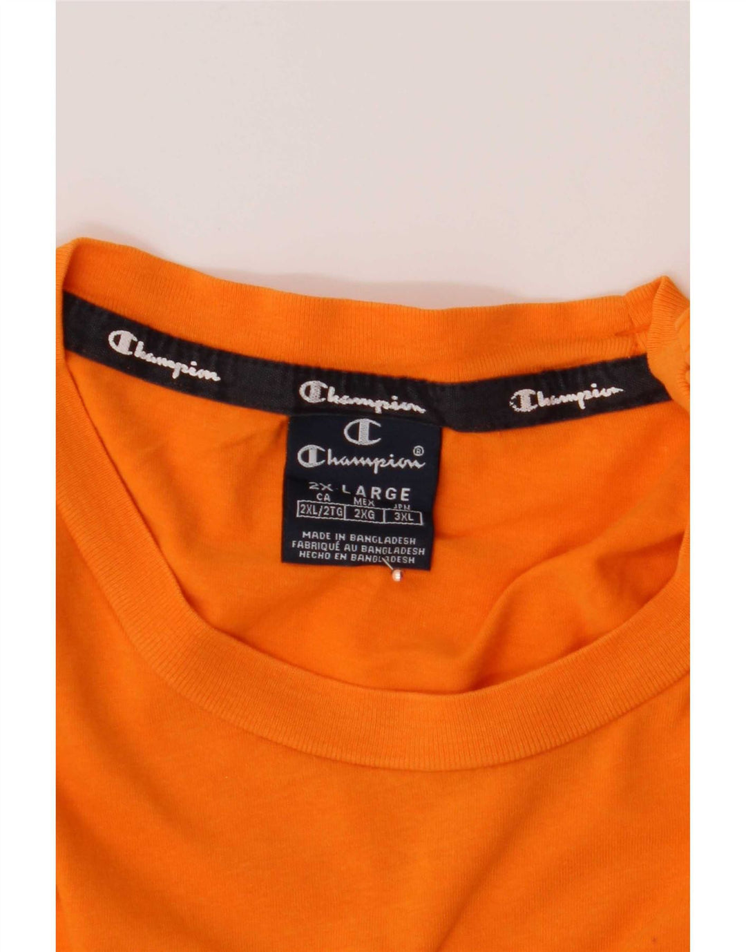 Champion Mens Graphic T-Shirt Top 2XL Orange Cotton