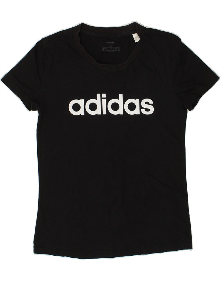ADIDAS Womens Graphic T-Shirt Top UK 10 Small Black Cotton | Vintage Adidas | Thrift | Second-Hand Adidas | Used Clothing | Messina Hembry 