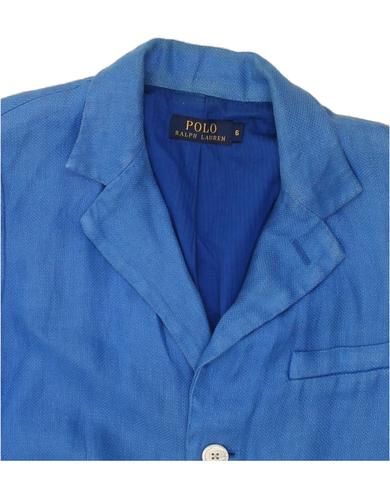 POLO RALPH LAUREN Womens 3 Button Blazer Jacket US 6 Medium Blue | Vintage Polo Ralph Lauren | Thrift | Second-Hand Polo Ralph Lauren | Used Clothing | Messina Hembry 