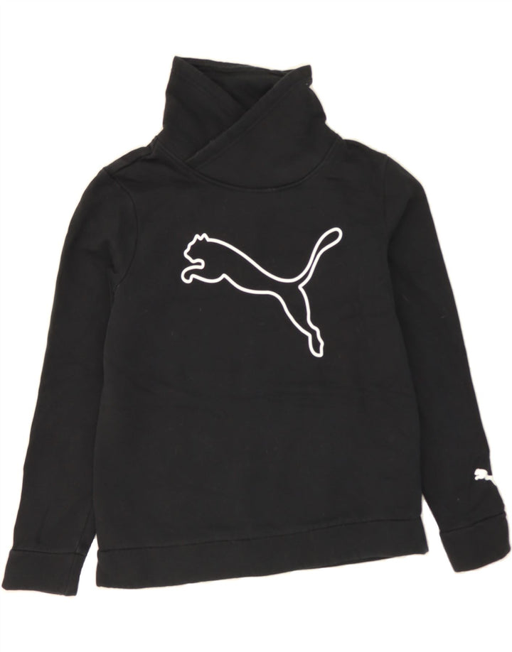 PUMA Womens Graphic Sweatshirt Jumper UK 10 Small Black Cotton Vintage Puma and Second-Hand Puma from Messina Hembry 