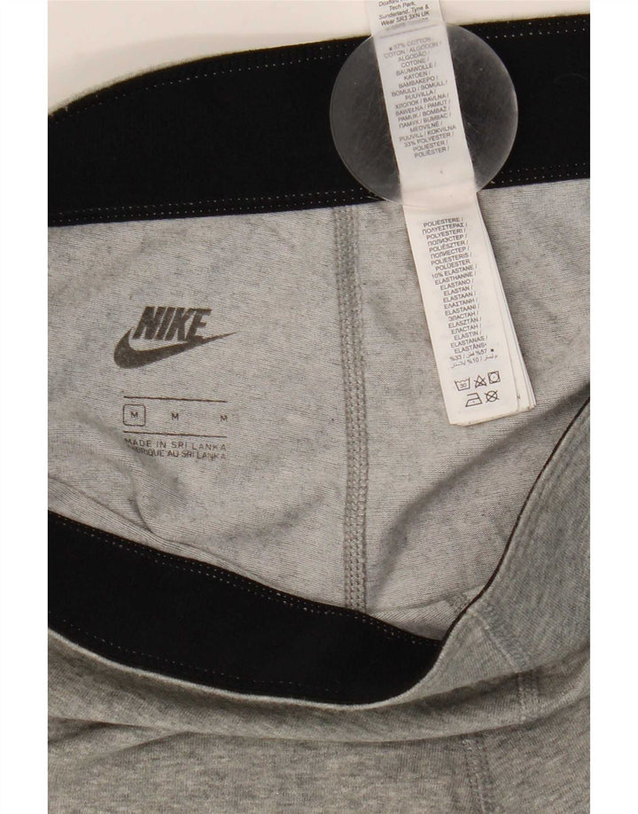 Nike Womens Graphic Leggings UK 14 Medium  Grey Cotton