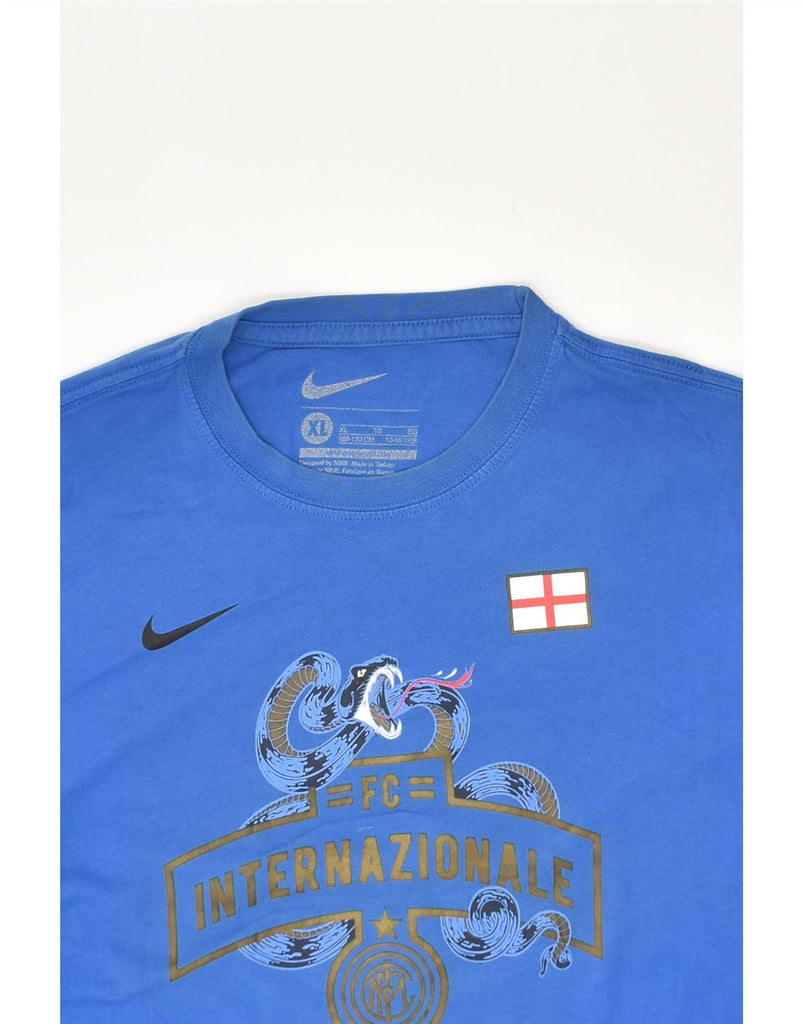 NIKE Boys AC Milan Graphic T-Shirt Top 13-14 Years XL Blue Cotton | Vintage Nike | Thrift | Second-Hand Nike | Used Clothing | Messina Hembry 