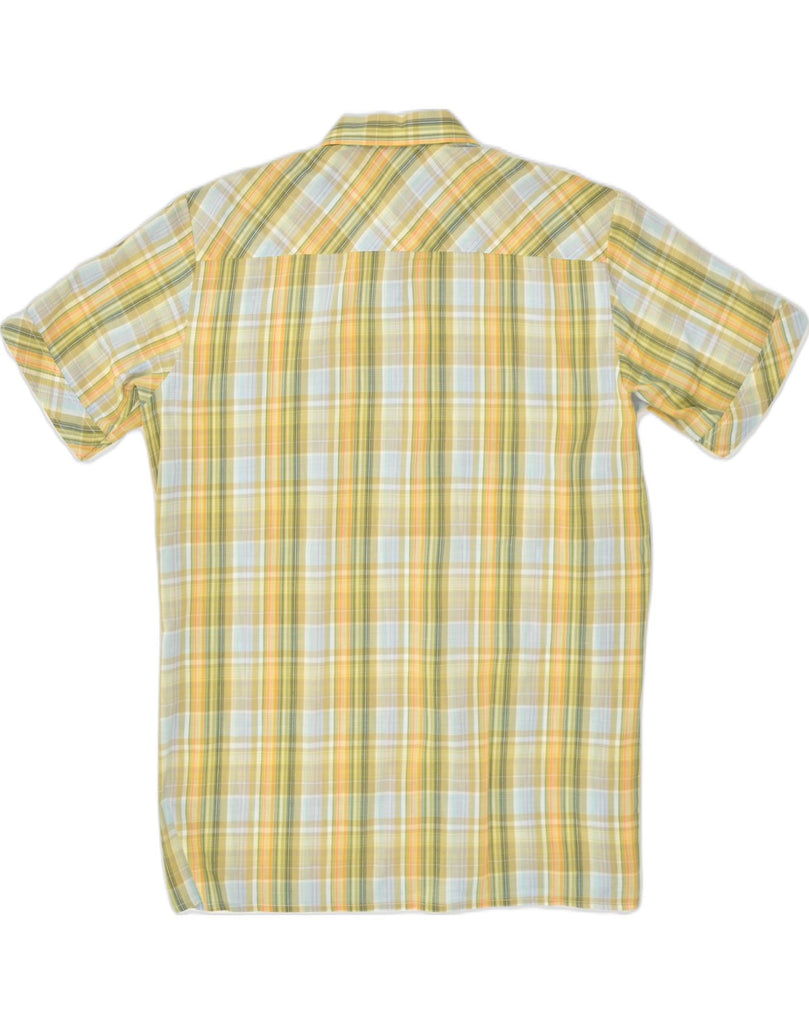 VINTAGE Mens Short Sleeve Shirt Medium Yellow Check Cotton | Vintage Vintage | Thrift | Second-Hand Vintage | Used Clothing | Messina Hembry 