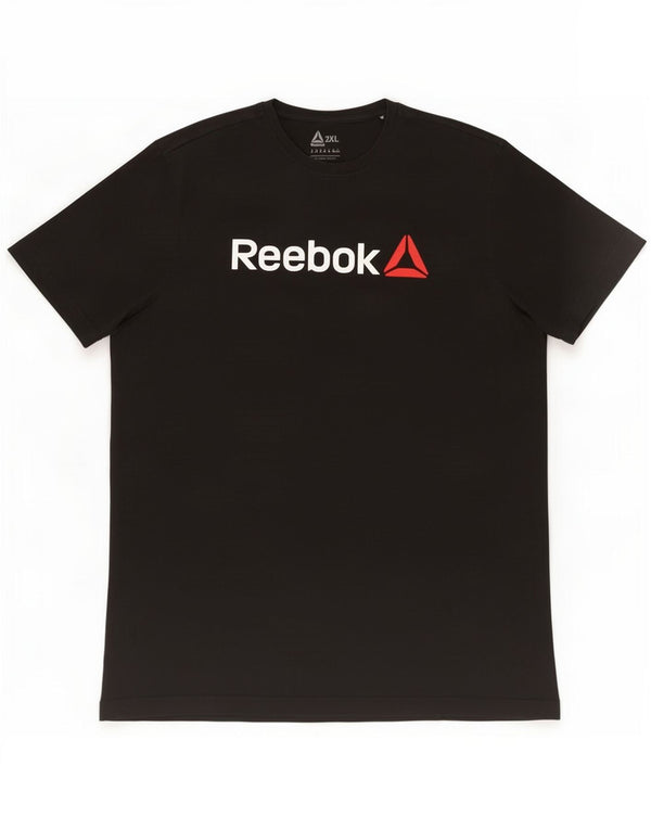 Reebok Mens Graphic T-Shirt Top 2XL Black Cotton
