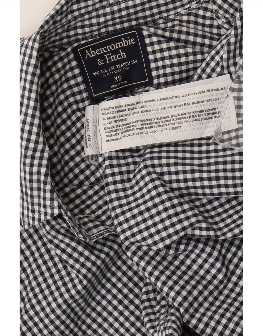 ABERCROMBIE & FITCH Womens Shirt UK 6 XS Navy Blue Gingham
