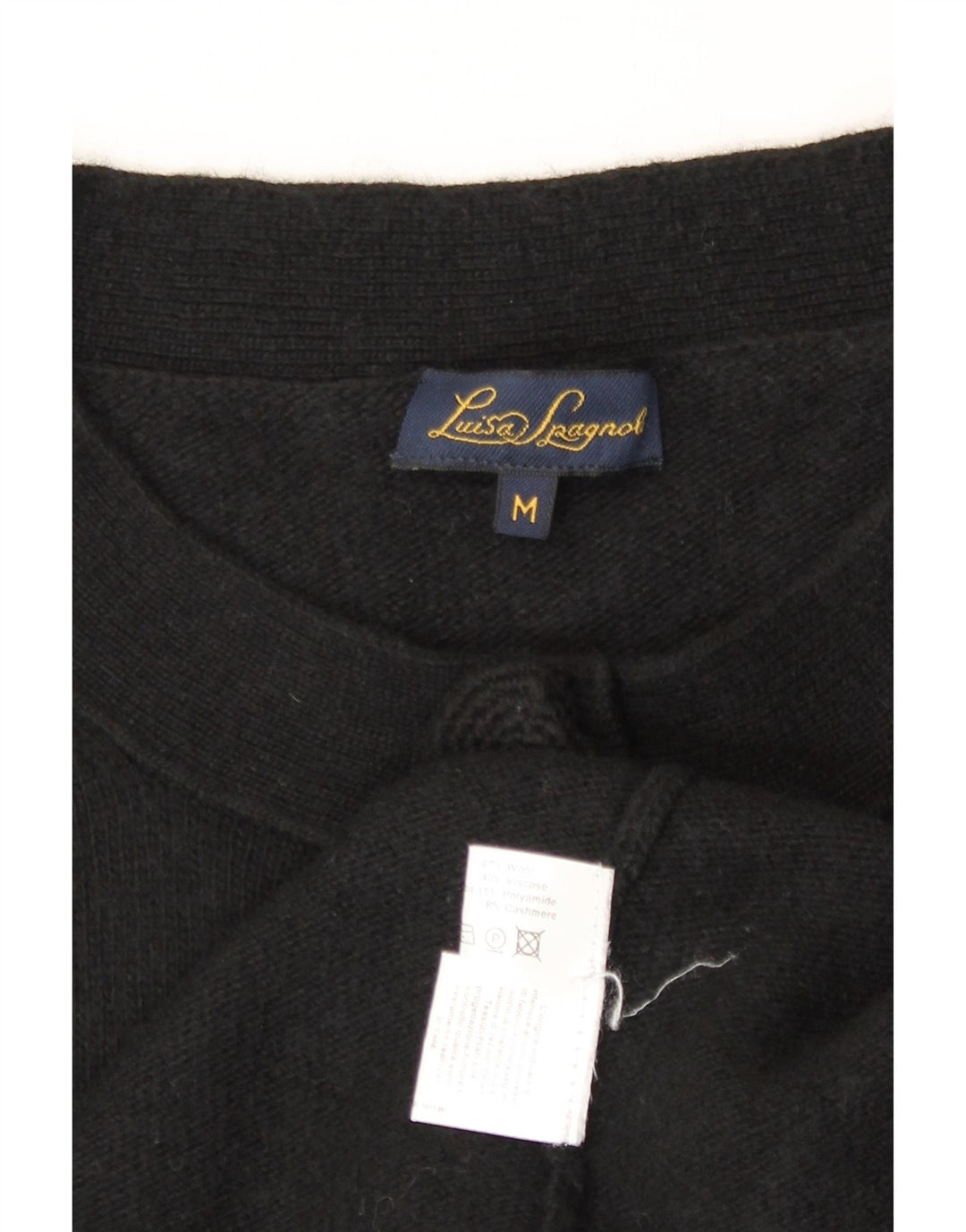 Luisa Spagnoli Womens Cardigan Sweater UK 14 Medium Black Wool