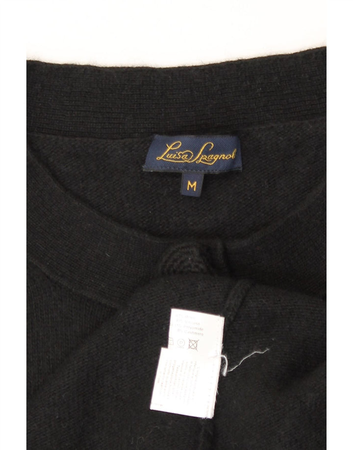 Luisa Spagnoli Womens Cardigan Sweater UK 14 Medium Black Wool