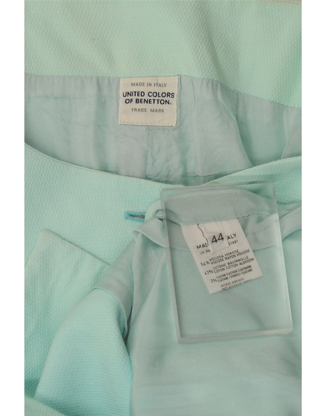 BENETTON Womens 5 Button Short Sleeve Blazer Jacket IT 44 Medium Turquoise
