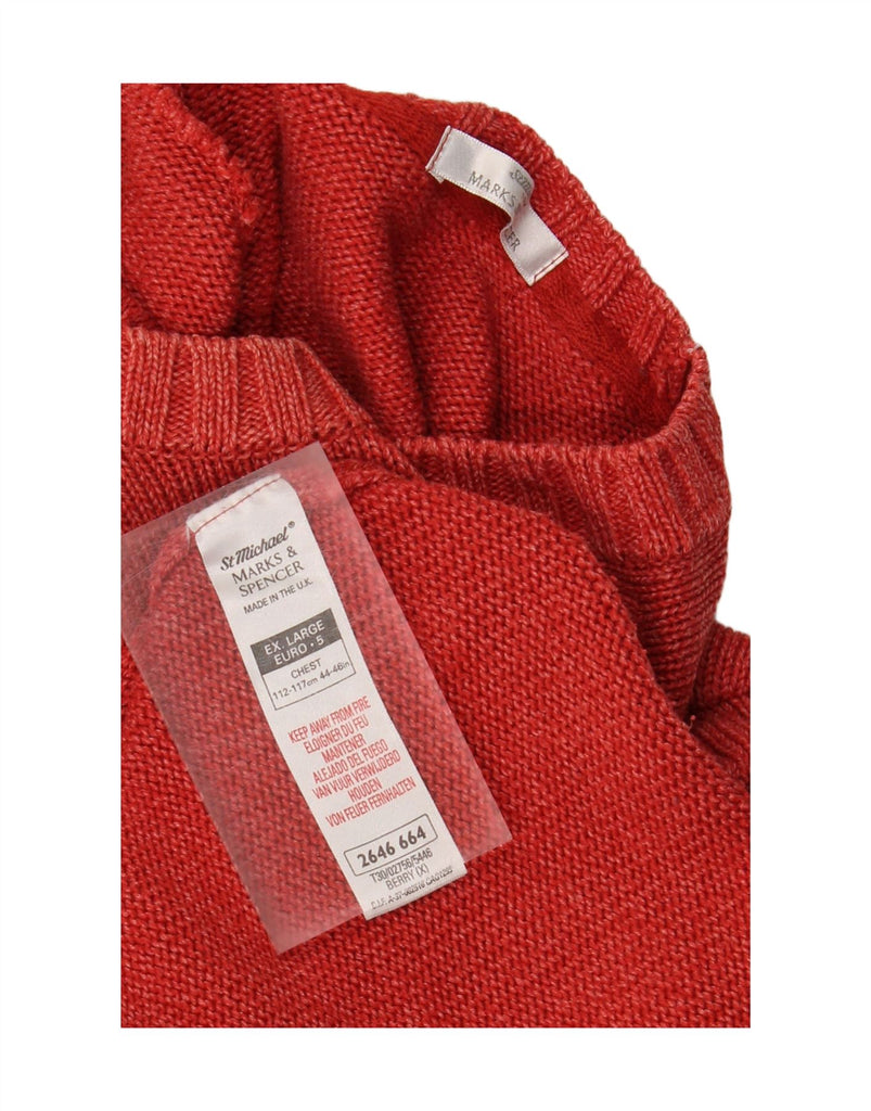 MARKS & SPENCER Mens Crew Neck Jumper Sweater XL Red Cotton Vintage Marks & Spencer and Second-Hand Marks & Spencer from Messina Hembry 