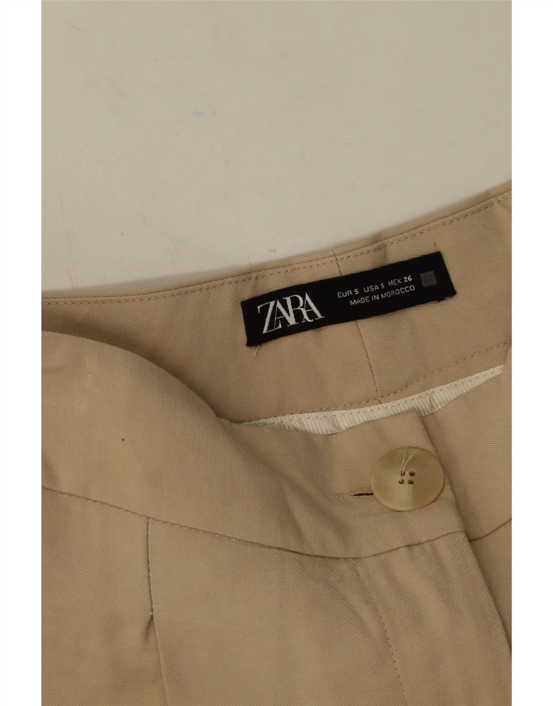 Zara Womens Pegged Cropped Trousers Small W26 L25 Beige Viscose
