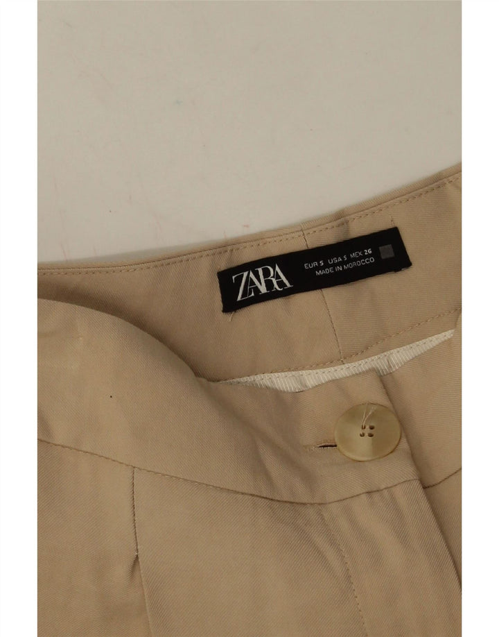 Zara Womens Pegged Cropped Trousers Small W26 L25 Beige Viscose