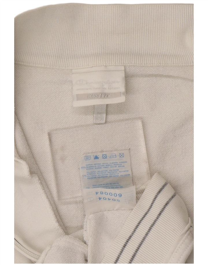 CHAMPION Womens Easy Fit Tracksuit Top Jacket UK 16 Large White Cotton