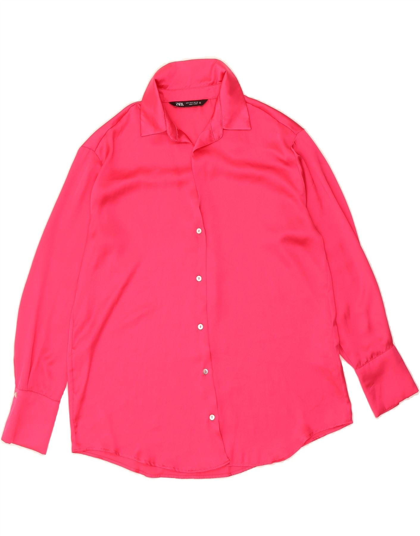 Camicia oversize da donna ZARA, taglia UK 10 Small, rosa, in poliestere