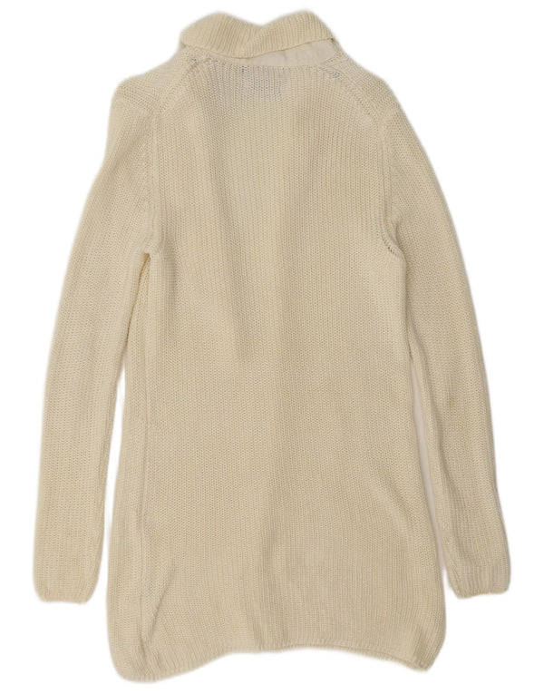 Massimo Dutti Womens Longline Open Cardigan Sweater UK 10 Small Off White
