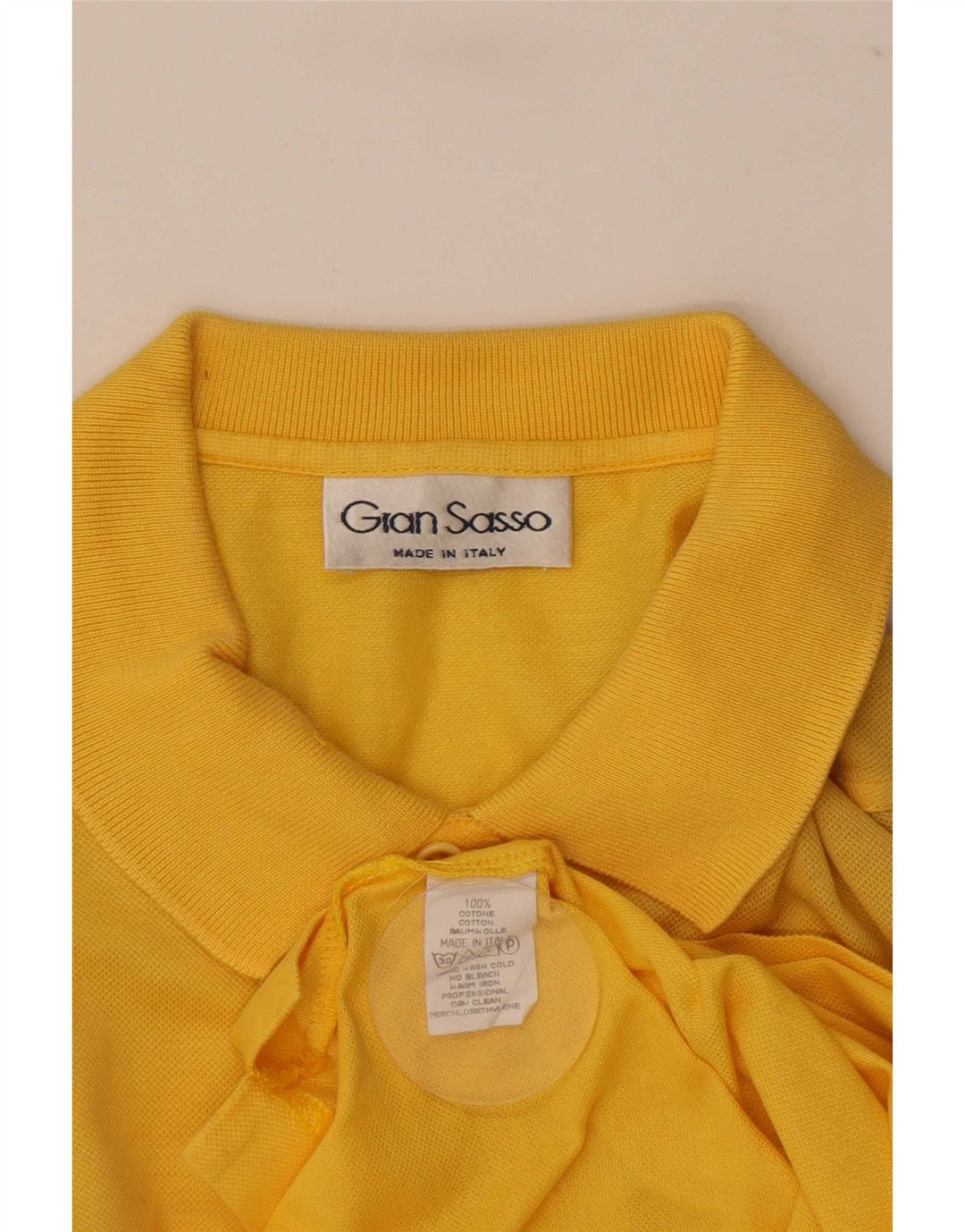 Gran Sasso Mens Polo Shirt Large Yellow Cotton