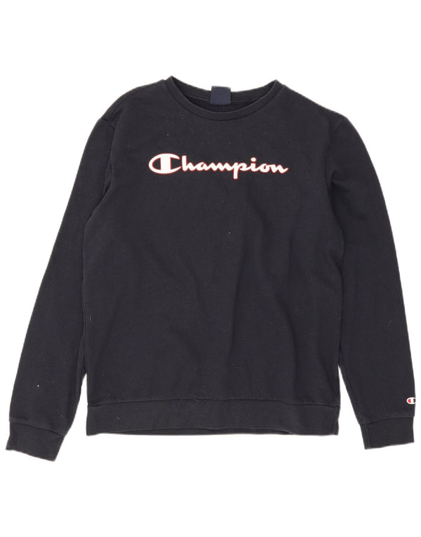 Champion Boys Graphic Sweatshirt Jumper 15-16 Years 2XL Navy Blue