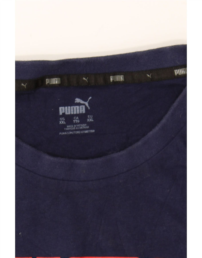 PUMA Mens Graphic T-Shirt Top 2XL Navy Blue Cotton Vintage Puma and Second-Hand Puma from Messina Hembry 