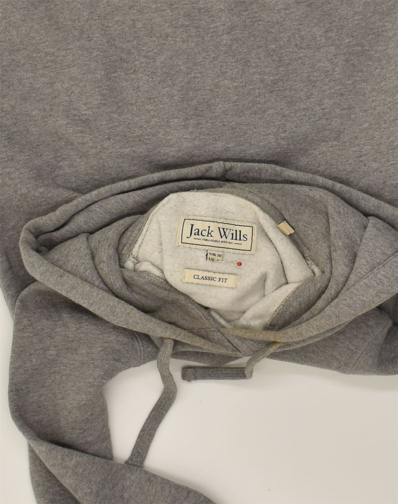 JACK WILLS Womens Classic Fit Graphic Hoodie Jumper UK 10 Small Grey | Vintage Jack Wills | Thrift | Second-Hand Jack Wills | Used Clothing | Messina Hembry 