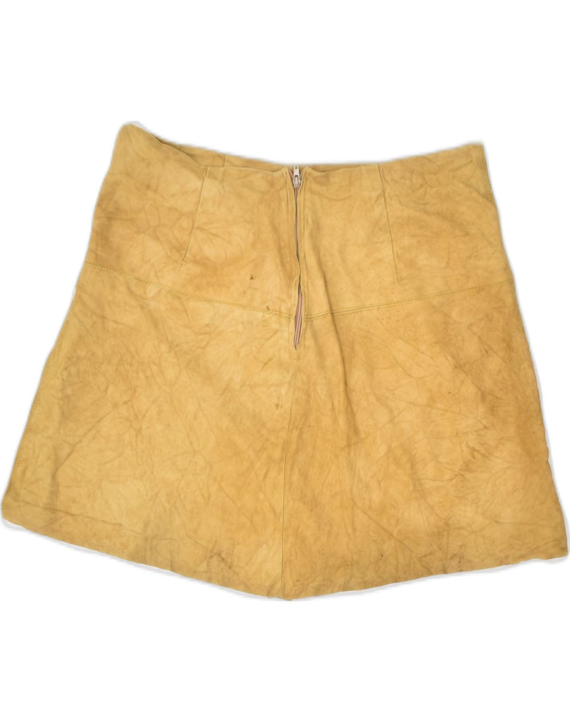 VINTAGE Womens Suede Mini Skirt W28 Medium Beige Leather | Vintage | Thrift | Second-Hand | Used Clothing | Messina Hembry 