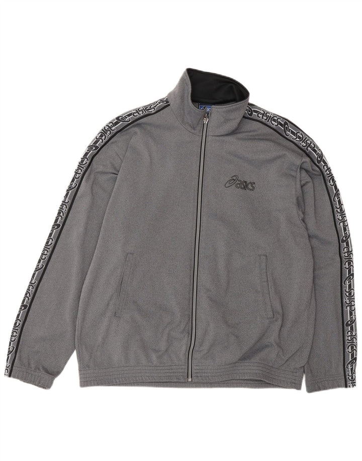 Asics Mens Graphic Tracksuit Top Jacket Medium Grey