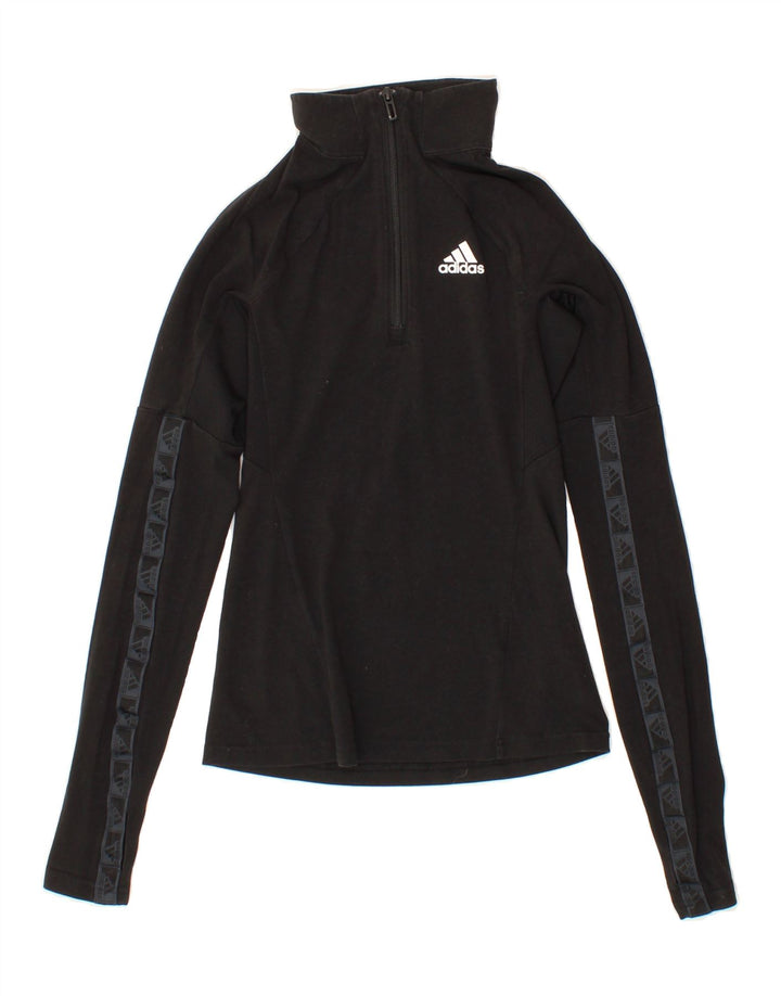 ADIDAS Womens Aeroready Graphic Pullover Tracksuit Top UK 4/6 XS Black Vintage Adidas and Second-Hand Adidas from Messina Hembry 