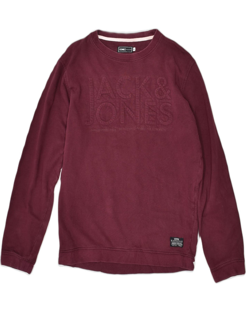 JACK & JONES Mens Graphic Sweatshirt Jumper Medium Maroon Cotton | Vintage Jack & Jones | Thrift | Second-Hand Jack & Jones | Used Clothing | Messina Hembry 