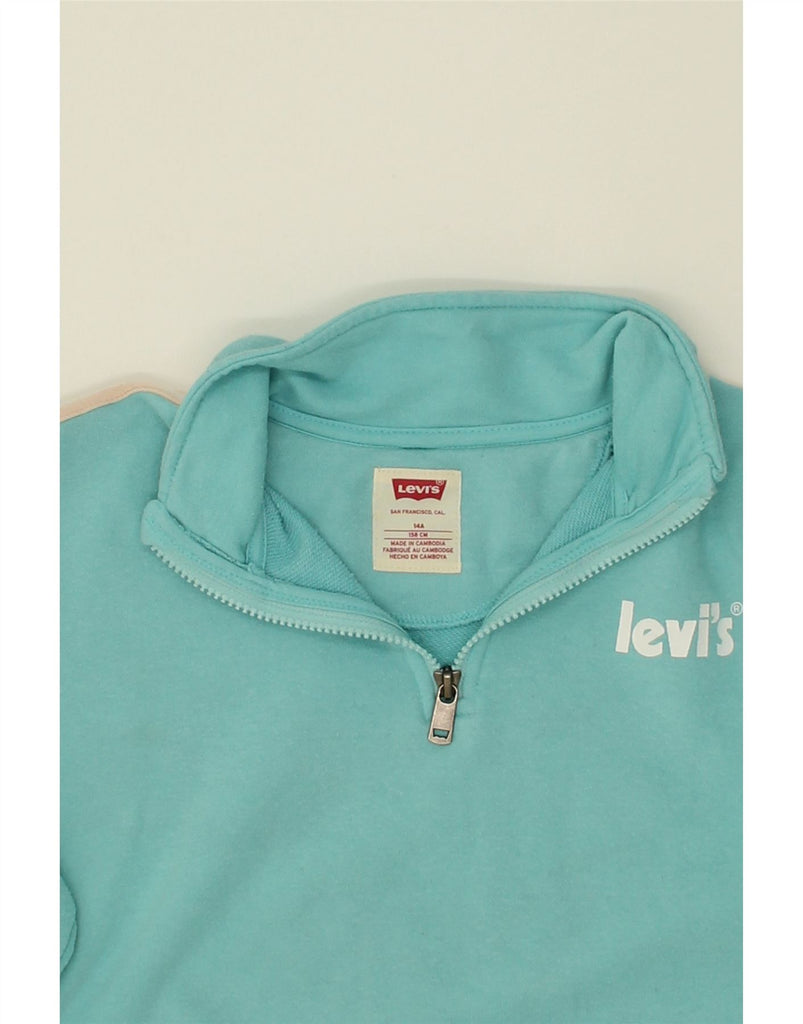 LEVI'S Girls Crop Sweatshirt Jumper 13-14 Years Blue Cotton Vintage Levi's and Second-Hand Levi's from Messina Hembry 