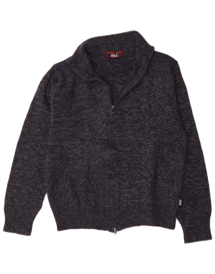 Rifle Mens Cardigan Sweater Medium Navy Blue Flecked Wool