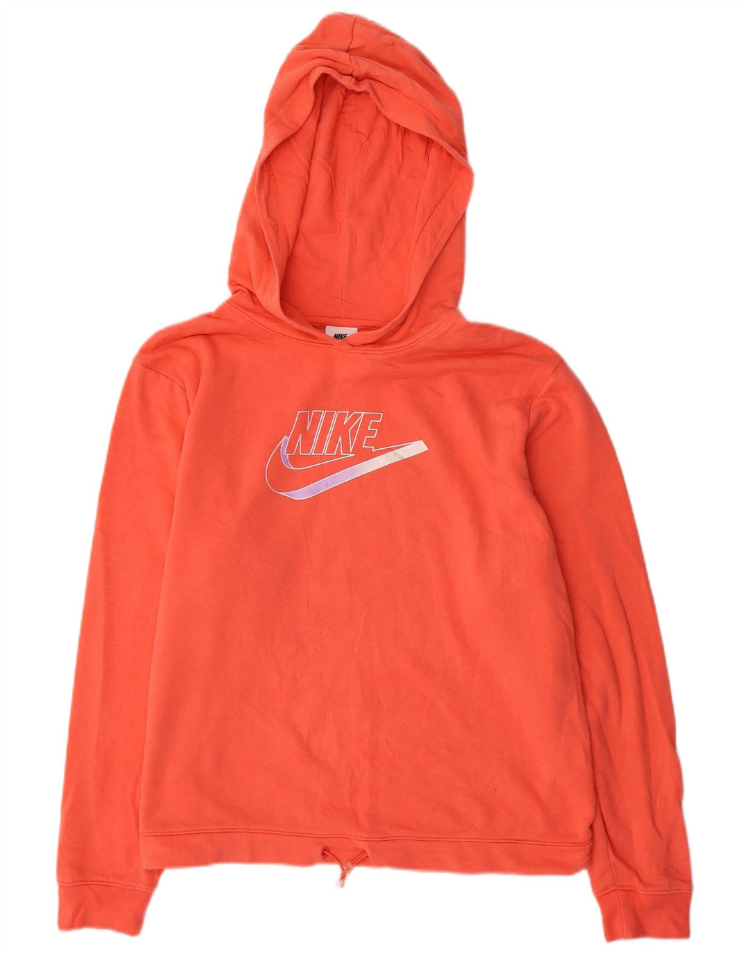 NIKE Womens Oversized Graphic Hoodie Jumper UK 14 Medium Orange