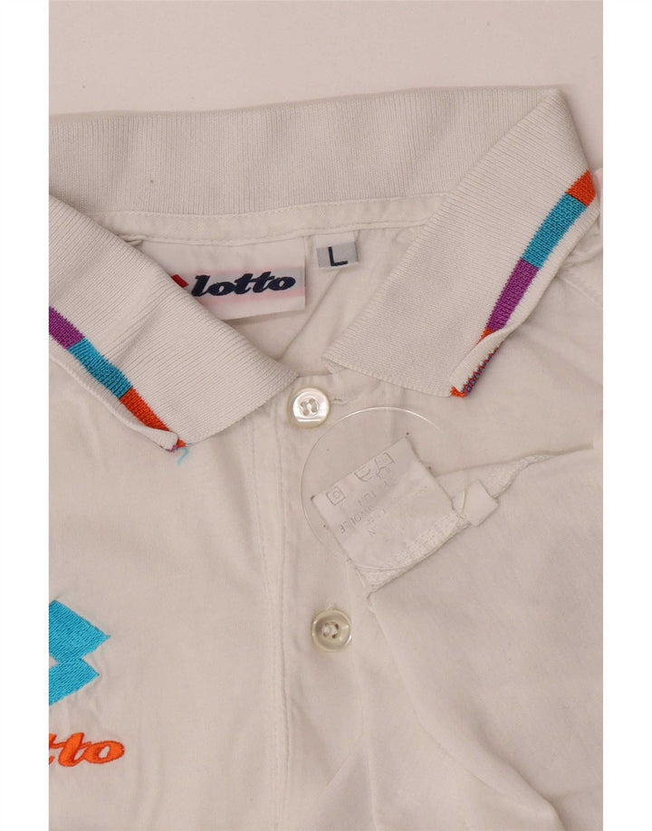 Lotto Mens Graphic Polo Shirt Large White Cotton