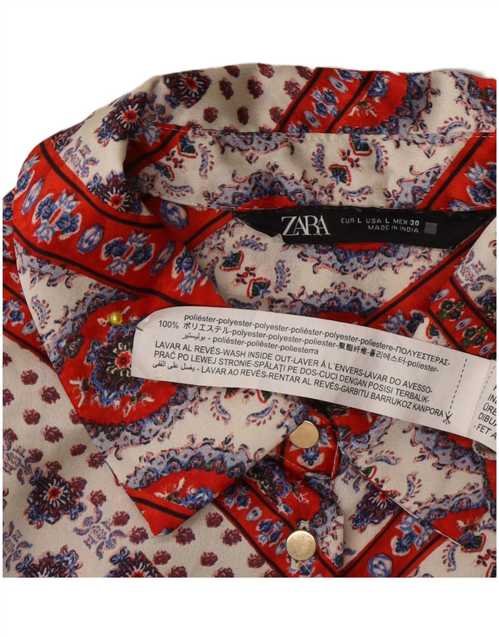 Zara Womens Shirt Blouse UK 16 Large Multicoloured Floral Polyester