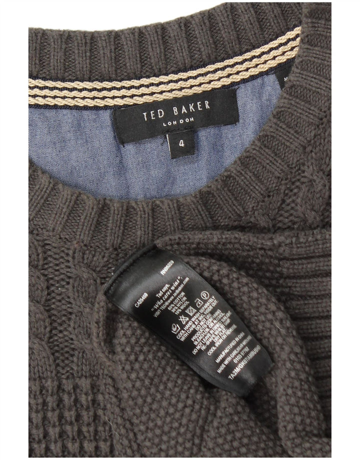 Ted Baker Womens Boat Neck Jumper Sweater Size 4 Large Grey Cotton