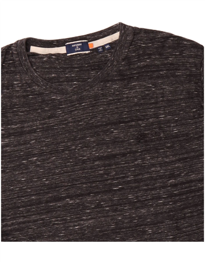 SUPERDRY Mens Top Long Sleeve 3XL Grey Flecked Cotton