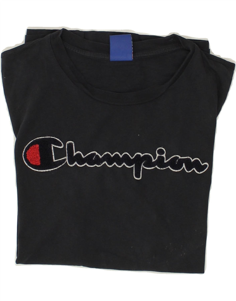 CHAMPION Mens Graphic T-Shirt Top Medium Navy Blue | Vintage Champion | Thrift | Second-Hand Champion | Used Clothing | Messina Hembry 