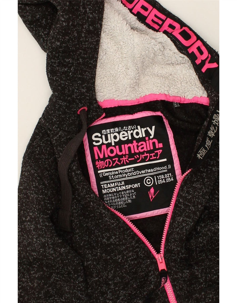 SUPERDRY Womens Zip Hoodie Sweater UK 8 Small  Black Flecked | Vintage Superdry | Thrift | Second-Hand Superdry | Used Clothing | Messina Hembry 