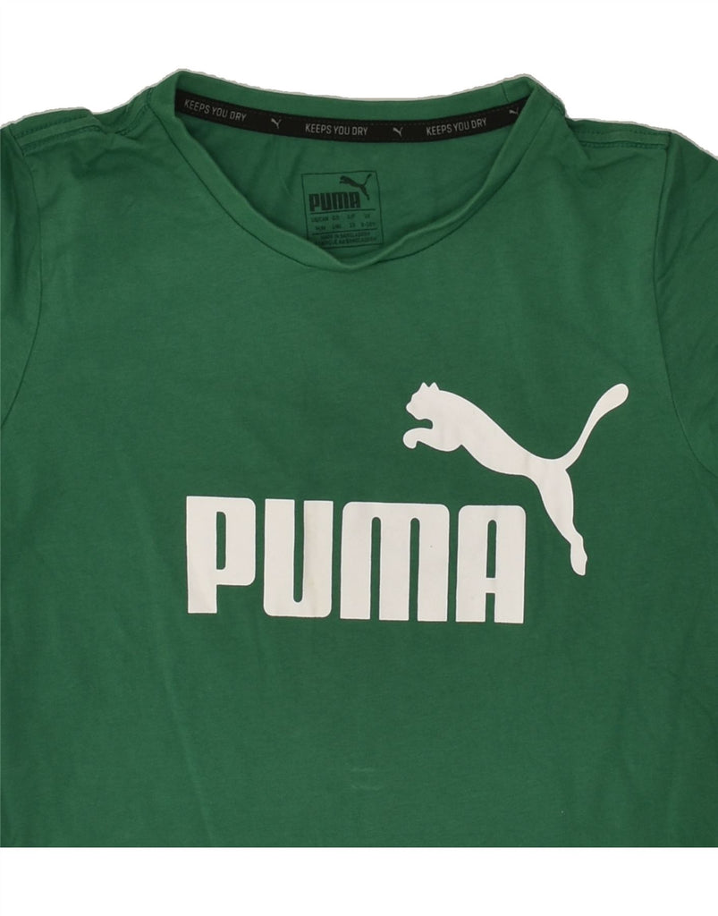 PUMA Boys Graphic T-Shirt Top 8-9 Years Green Cotton | Vintage Puma | Thrift | Second-Hand Puma | Used Clothing | Messina Hembry 