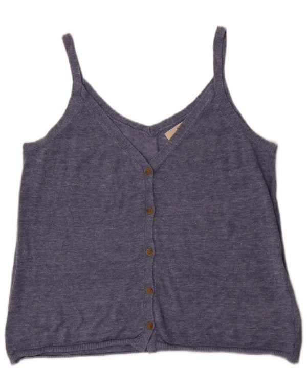 FAT FACE Womens Sleeveless Cardigan Sweater UK 10 Small Blue Linen