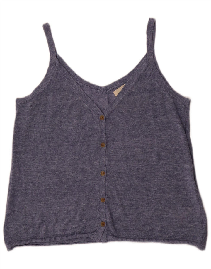 FAT FACE Womens Sleeveless Cardigan Sweater UK 10 Small Blue Linen