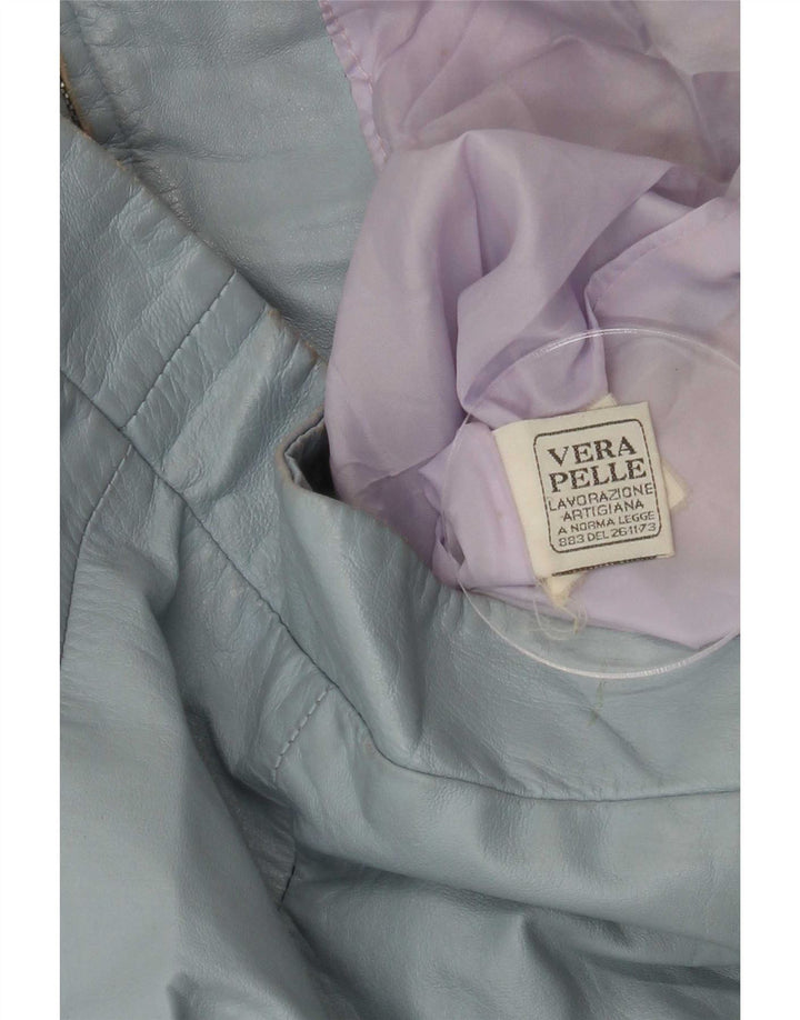 XETRA Womens Leather Jacket UK 10 Small Blue
