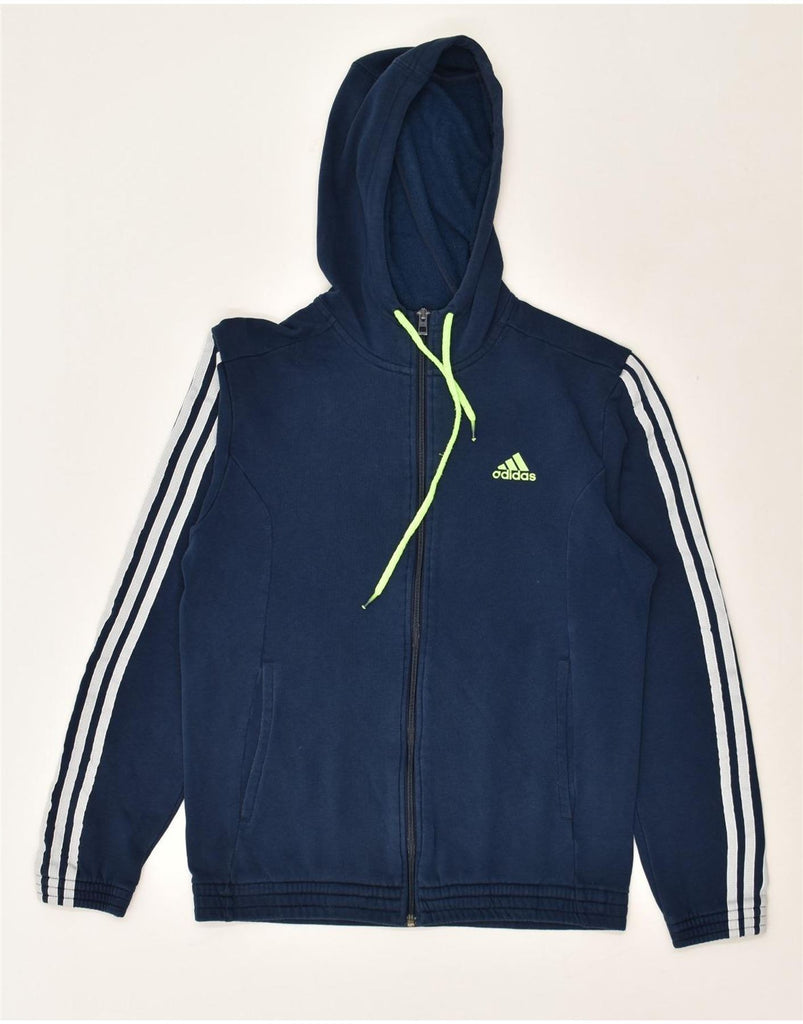 ADIDAS Mens Zip Hoodie Sweater Small Navy Blue Cotton | Vintage Adidas | Thrift | Second-Hand Adidas | Used Clothing | Messina Hembry 