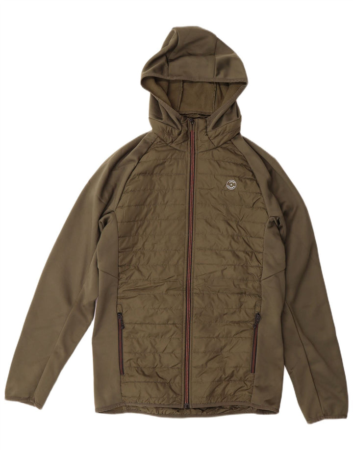 JACK & JONES Mens Zip Hoodie Sweater XS Khaki