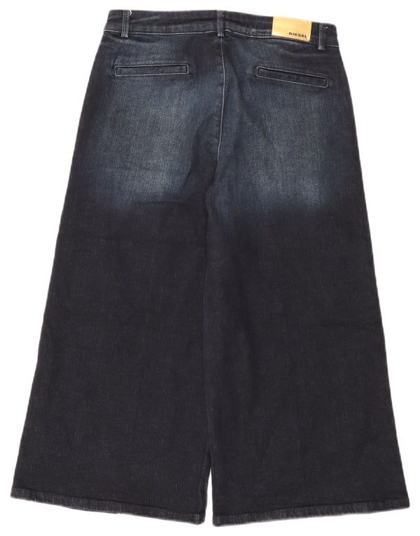 Diesel Girls Capri Wide Leg Jeans 11-12 Years W28 L20 Navy Blue Colourblock