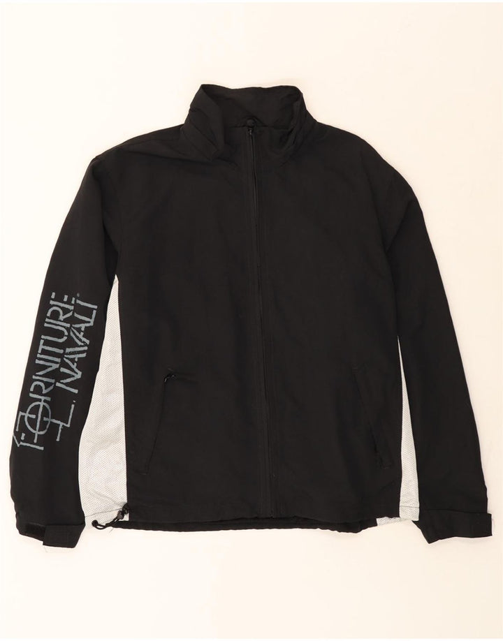 MURPHY & NYE Mens Graphic Rain Jacket UK 36 Small Black Colourblock Nylon