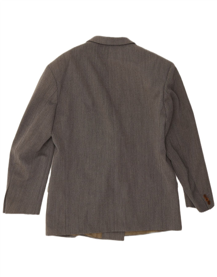 Vintage Mens Double Breasted Blazer Jacket IT 50 Large Grey Wool