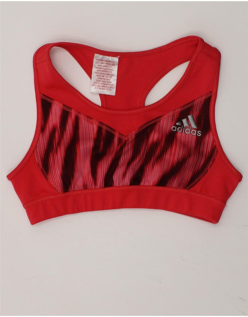 ADIDAS Girls Climalite Sport Bra Top 11-12 Years Red Geometric Polyester | Vintage Adidas | Thrift | Second-Hand Adidas | Used Clothing | Messina Hembry 