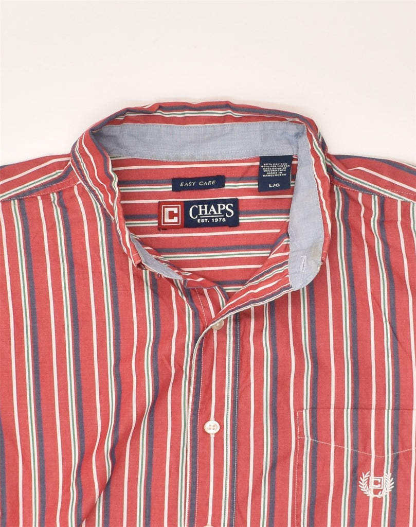 CHAPS Mens Easy Care Shirt Large Red Striped Cotton | Vintage Chaps | Thrift | Second-Hand Chaps | Used Clothing | Messina Hembry 