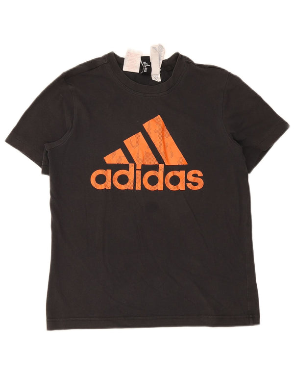Adidas Boys Graphic T-Shirt Top 11-12 Years Black Cotton